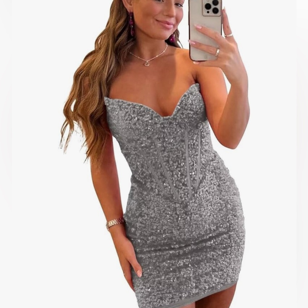 Silver Sequin Dress